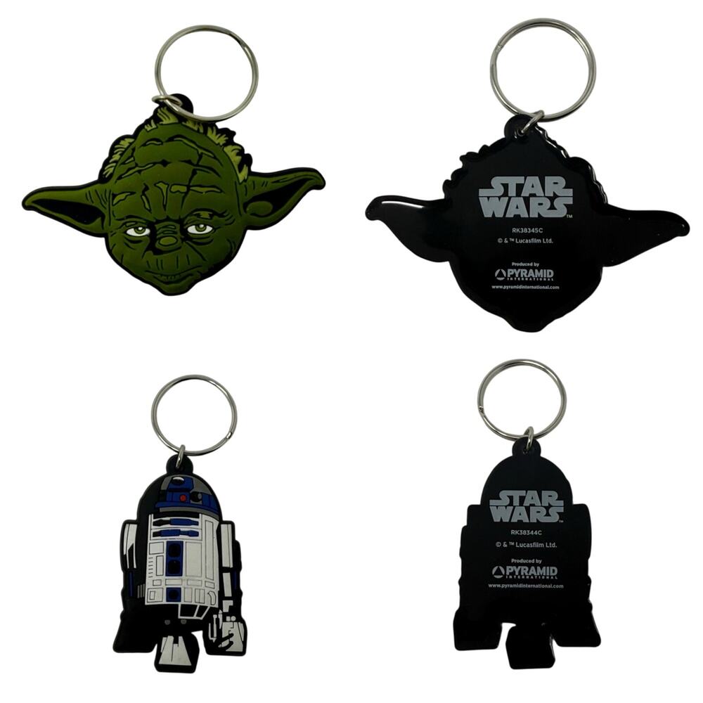 Star Wars Key Chains Yoda R2-D2 3D Rubber Lucasfilm (Set of 2)